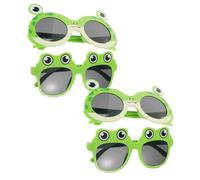 VANZACK 4pcs Frog Novelty Sunglasses Lightweight Plastic Tropical Party Props for Adults Birthday Photo Booth Fun Animal Eyeglasses for Luau Summer Events