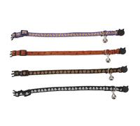 VANZACK 4PCS Halloween Pet Collar for Cats and Dogs Neck Chains with Bells Webs Skulls Pumpkins and Candy Designs Lightweight and Durable Pet Accessories