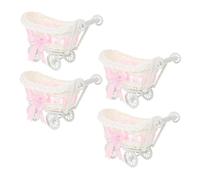 VANZACK 4pcs Imitation Rattan Candy Baskets Woven Storage Holder Cart Shape Basket for Kitchen Party Favor Food Container Wedding Table Decoration