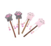 VANZACK 4pcs Interactive Pet Cat Teaser Toys Lollipop Paw Shape Chewing Plush Plaything Bite-resistant Flannelette with Catnip Grey Pink Colors for Indoor Kittens