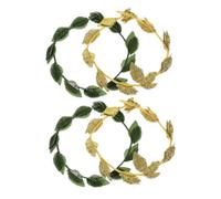 VANZACK 4pcs Leaf Crown Headband Set Gold and Green Cosplay Tiara Hair Accessories Greek Nymph Wedding Party Costume Headpiece for Women