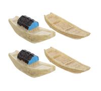 VANZACK 4Pcs Mini Boat Model Set, Artificial Fishing and Wupeng Boats Micro Landscape Decor, Small DIY Craft Ornaments for Home and Office Display Random Color Random Color