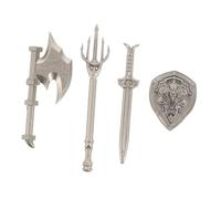 VANZACK 4pcs Mini Swords and Shields Set for Boys Building Bricks Accessories Creative Role Play Props for Imaginative Play and Interactive Assembly