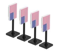 VANZACK 4pcs Miniature American Flags Building Bricks with Army Figurines Independence Day Theme for Roleplay and Festive Historical Play