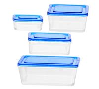 VANZACK 4pcs Miniature Dollhouse Lunch Boxes Blue Abs Simulation Food Containers Realistic Mini Props for Pretend Play Kitchen Decor and Roleplaying