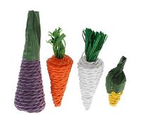 VANZACK 4pcs Molar Chew Toys for Pets Natural Oral Care Tools for Hamsters Bunnies and Chinchillas Safe and Teeth Grinding Playthings Carrot Corn Radish