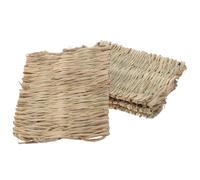 VANZACK 4pcs Natural Straw Grass Mats for Rabbits and Birds Breathable Design and Foot Protection, for Cages and Nests, Sturdy and Washable Small Animal Bedding