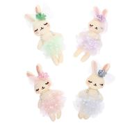 VANZACK 4pcs Plush Rabbit Toy Set, Soft Stuffed Bunny Plushies for Boys and Girls, Mini Fabric Cotton Easter Bunny Dolls in Pastel Green, Light Purple, Pink, Grey, Party Decorations