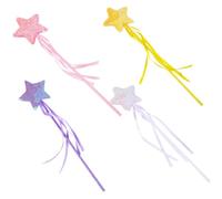 VANZACK 4Pcs Shining Fairy Wands Star Shape Cosplay Props for Party Dress-up Stage Performance Wedding Supplies with Vibrant Colors and Smooth Finish