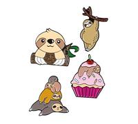 VANZACK 4Pcs Stylish Sloth Brooch Creative Cartoon Animal Pins Cute Corsage for Clothing Accessories Fun for Friends Family Chic Decorative Badges