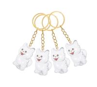 VANZACK 4pcs Transparent Pet Hair Memory Capsule Keychain Compact Dog Keepsake Box Pendant with Puppy Model Design Portable Hair Storage Case for Pet Owners and Bag Decoration