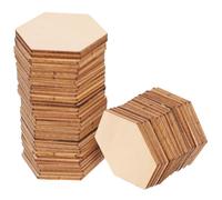 VANZACK 50pc Unfinished Hexagonal Wooden Pieces for DIY Crafts, Superb Cutting Technique and Strong Wood Material, for Christmas and Parties Decorations, Beige Small Hexagon Cutouts
