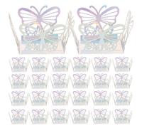VANZACK 50Pcs Hollow-Out Butterfly Chocolate Decorative Boxes, Square Mini Candy Holders with Mirror Iridescent Finish, Suitable for Homemade Chocolates and Wedding Party Favors