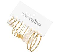 VANZACK 5Pairs Vintage Earrings Set with Butterflies Snake Pearl Hoops Decorative Jewelry for Women and Chic and Unique Style for Everyday Wear and Special Occasions