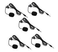 VANZACK 5pcs Clip-on Microphone Lavalier Lapel Mic Set Phone Clip, Professional Portable Black Phone Microphones for Teaching, Interview, Public Speaking
