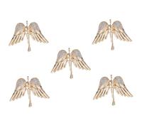 VANZACK 5pcs Guardian Angel Lapel Pin for Women and Men Gold Clothes Badge Brooch with Elegant Wings Design Classic Suit and Coat Accessory Fashion Ornament for Jackets and Backpacks