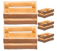 VANZACK 5pcs Mini Dollhouse Wooden Frame Crates Hollow Design Miniature Storage Boxes for Dollhouse Accessories and Craft Scenery Decoration