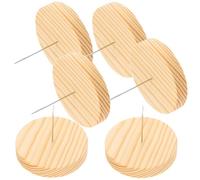VANZACK 6 Sets Doll Display Stand Wooden Base with Metal Needle Holder for Crochet Dolls Versatile Design for DIY Room Display (5cm,)