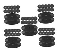 VANZACK 60 pcs Miniature Doll House Record Decoration Black Mini Records for Dollhouse Accessories Smooth Surface Miniature Vinyl Discs for Desktop Small House Ornament and Bedroom Decor