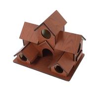 VANZACK 6Hole Wooden Outdoor Birdhouse with Spacious Compartments Weather Resistant Decorative Nesting Box for Gardens and Patios for Bird Watching and Wildlife Enthusiasts