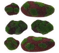 VANZACK 6pcs Artificial Moss Rocks for Aquarium Decoration, Realistic Foam Stone with High Realism and Lightweight Design, for Home Decoration and Crafting Microlandscape Accessories