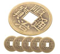 VANZACK 6pcs Brass Chinese Ancient Coins for Divination and Feng Shui Copper with Glossy Finish for DIY Chinese Knot Crafts Luck and Success Decorations