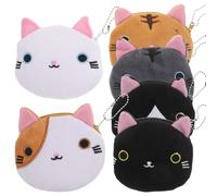 VANZACK 6Pcs Cute Cat Coin Purse for Women and Mini Zipper Wallets with Whimsical Design Multipurpose Key Coin and Trinket Organizer Bags for School and Daily Use