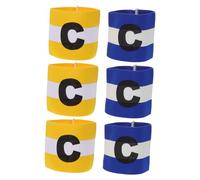 VANZACK 6pcs Football Captain Armbands Youth Soccer Elastic Adjustable Nylon Hook and Loop Bands Visible Symbol Lightweight Anti-slip for Junior Matches