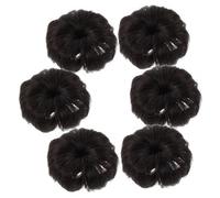 VANZACK 6pcs Hair Bun Extensions Synthetic Donut Chignon Hairpiece for Black Brown Mini Bun Clip-in Updo Accessory Lightweight Comfortable Styling