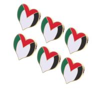 VANZACK 6pcs Heart Shaped Palestine Flag Brooches Unique Palestinian Enamel Pins for Clothing Backpacks and Jewelry Lightweight Collectible Metal Badges for Every Occasion