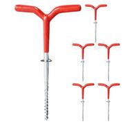VANZACK 6pcs Ice Fishing Shelter Anchor Metal Spiral Drill Nails for Winter | Rust Resistant, Lightweight Quick Screw in Setup, Red Finish, for Guy Lines and Outdoor Shelters