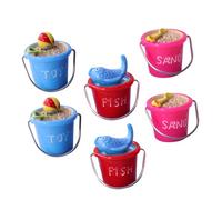 VANZACK 6pcs Mini Beach Bucket Garden Miniatures for Seaside Decor Coastal Decor Sand Pit Rosy