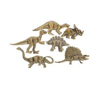 VANZACK 6PCS Miniature Brass Dinosaur Figurines Retro Style Table Decor for Dinosaur Enthusiasts Unique Birthday Mini Garden and Dollhouse Landscaping Ornaments
