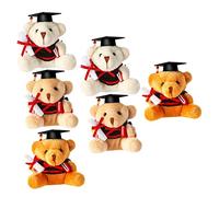 VANZACK 6pcs Plush Doctor Bear Keychains Graduation Bear Dolls Stuffed Pendants Cartoon Keychains Kawaii Graduation Charms
