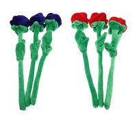 VANZACK 6pcs Plush Roses Bouquet Toy for Toddlers and Girls, Soft Handmade Artificial Flowers Bendable Stems, Red and Dark Blue Color Suitable for Valentine's Day and Home Decoration