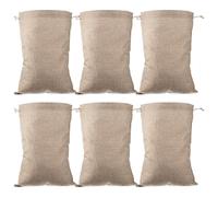 VANZACK 6pcs Reusable Drawstring Burlap Vegetable Bags Breathable Food Storage Pouches Tear-Resistant Natural Jute Sacks for Grocery and Plant Storage