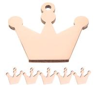 VANZACK 6pcs Rose Gold Stainless Steel Dog Tag Pendant Set, Crown-Shaped Small Pet Id Tags with Mirror Surface, Laser Engraved Metal Collar Accessories for Dogs, Anti-Loss Collar Charms