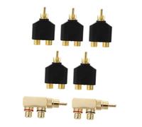 VANZACK 7pcs Copper Splitter Adapter Set Right Angle Y Type Male to Female Connector for Tv Mixer Video Player Dvd Professional Audio Video Signal Transfer