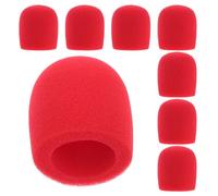 VANZACK 8 Pcs Red Microphone Foam Covers Handheld Mic Windscreens Wind Noise Reduction Sponge Caps for Ktv Home Studio Public Speaking and Broadcasting