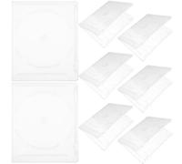 VANZACK 8pcs Clear Double CD Jewel Cases Square Plastic Disc Organizer with Two Hubs for Dual Disc Storage and Protection Stackable Blank DVD Box for Audio and Data