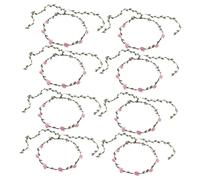 VANZACK 8pcs Floral Crowns for Women Lightweight Bridal Flower Headbands with Realistic Pink Blooms for Beach Weddings Photoshoots and Romantic Hair Accessories