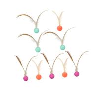 VANZACK 9pcs Elastic Interactive Cat Balls with Plume Tails for Indoor Kitten Exercise and Mental Stimulation Durable Bouncy Playset to Boredom and Promote Active Pet Engagement