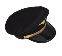 VANZACK Adjustable Black Pilot Hat for Adults Airline Captain Cap for Halloween Cosplay Masquerade and Airline-themed Parties Stylish and Comfortable Uniform Accessory for All-day Wear