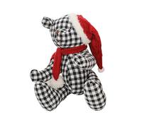 VANZACK Adorable Grid Bear Plush Soft Huggable Christmas Doll for Bedtime Companion Anxiety Relief Role Play Partner Holiday Decoration Gift Random Color