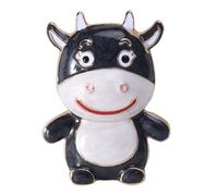 VANZACK Alloy Creative Cow Brooch Black Enamel Pin Simple Stylish Year of The Ox Accessory for Women’s Clothing