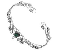 VANZACK Antique Silver Green Crystal King Crown Headpiece for Men - Hollow Vine Design Tiara Birthday Party Costume Headband Accessory for Halloween and Cosplay