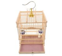 VANZACK Bamboo Bird Cage Rectangular Small Portable Habitat for Lovebirds Budgies Parrots Carbonized Purple Stylish Design with Birdfriendly Weaving and Secure Lock Indoor Balcony