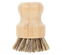 VANZACK Bamboo Kitchen Brush Short Handle Pot Scrubber Palm Wood Vegetable Brush Multi-Function Wok Cleaner Household Dish Cleaning Tool