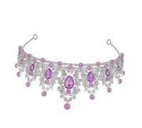 VANZACK Baroque Bridal Crown Headpiece Silver Purple with Rhinestones, Wedding Tiara for Brides and Princess Party, Elegant Pageant and Birthday Hair Accessory