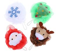 VANZACK Bath Balls with Wadding and Pe Material Christmas 4pcs Loofah Sponges Creative Style Exfoliating Body Wash Ball that Produces Rich Foams and Massages the Skin for Bathing